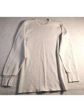 Indera Mens Thermal Shirt Waffle Knit Outdoor Fall Winter Layering LT Cream